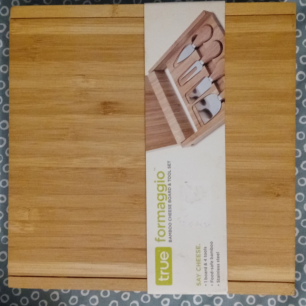 Bamboo cheese board and tool set